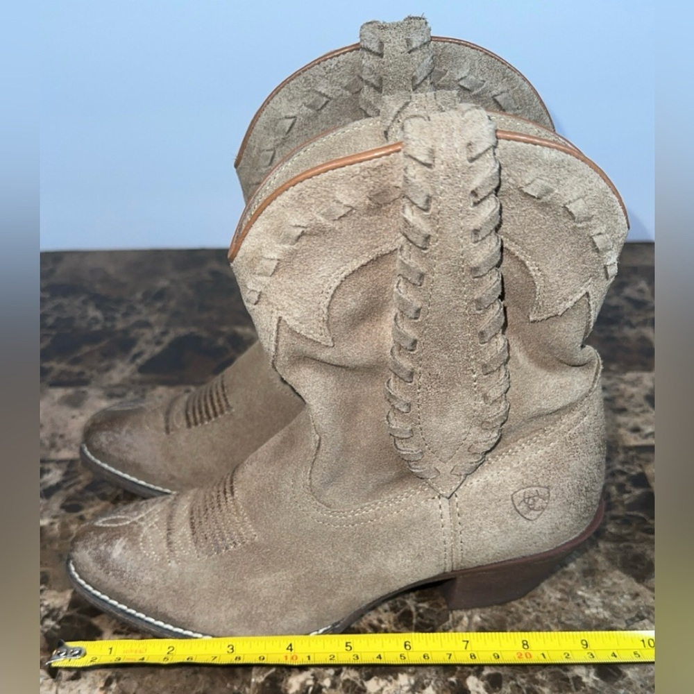 Ariat Women's Leather Round Up Rianda Western Cowgirl Boots Taupe Suede Brown - Picture 12 of 16